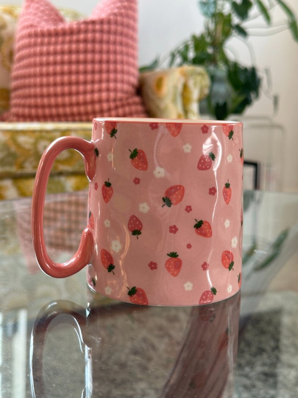 Pink Strawberry Mug Coquette Cottagecore Kawaii - Picture 2 of 6